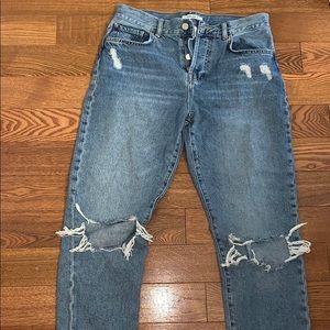 Forever 21 - Ripped Knee High rise mom jeans